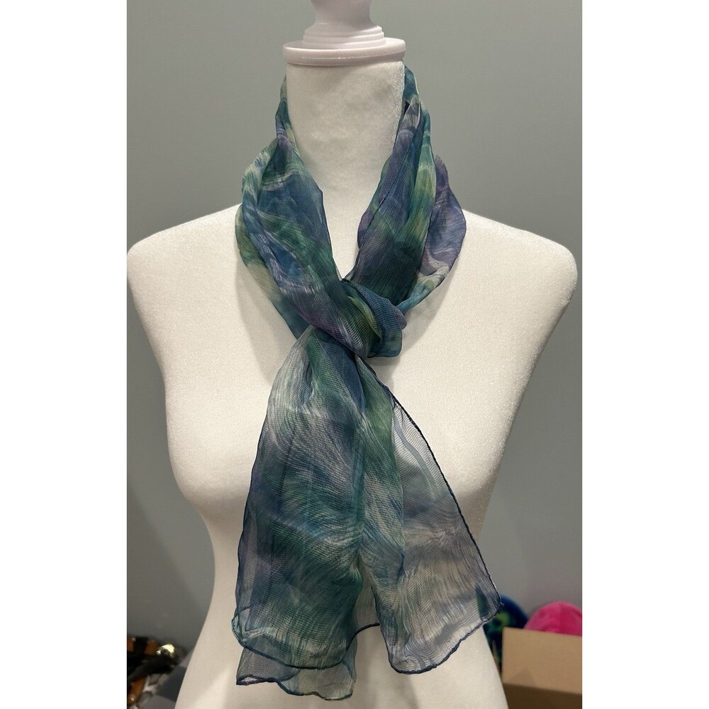 Beautiful Soft Airy Blue/Green Scarf Made In Italy